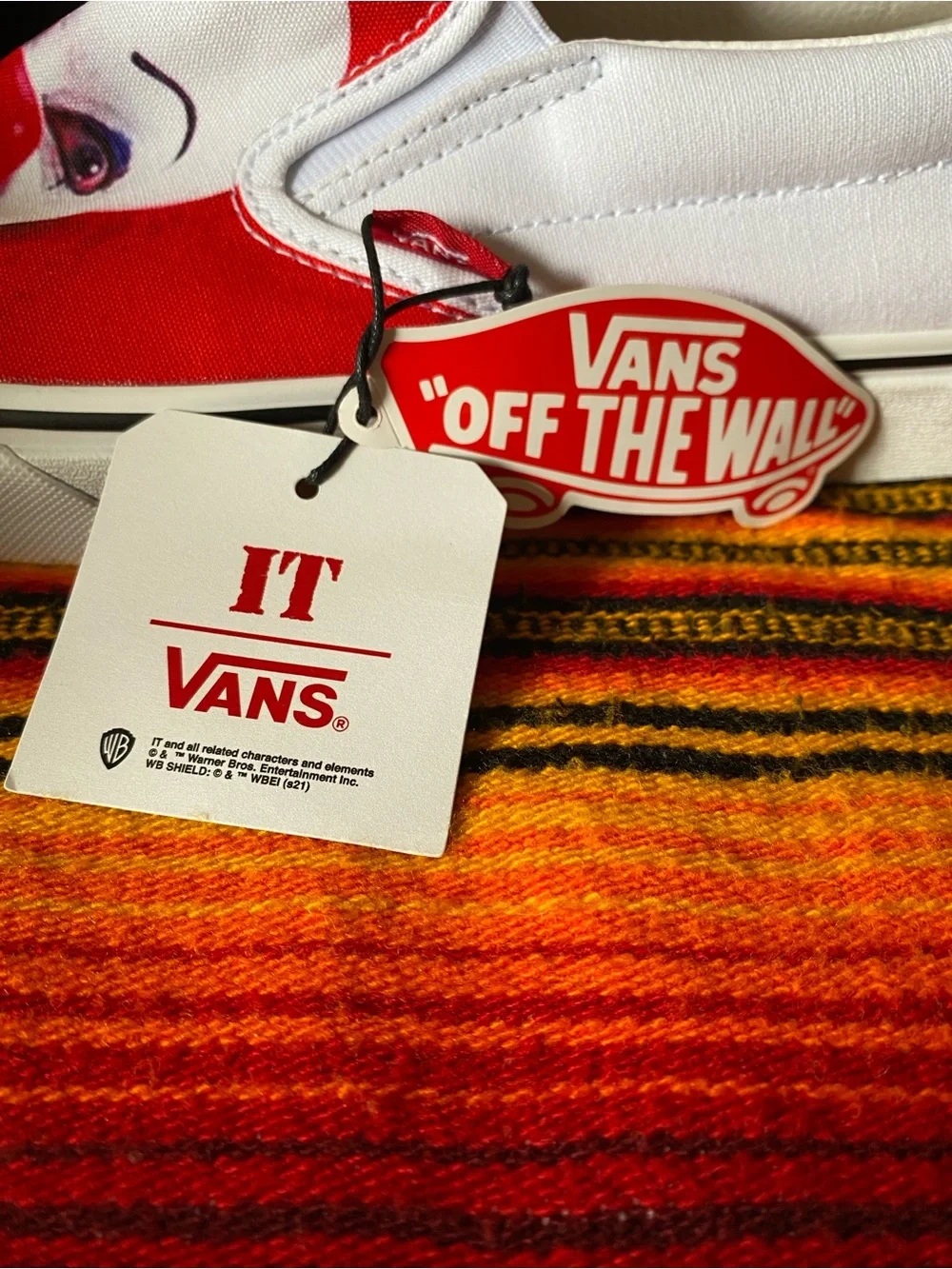 Vans IT Pennywise White & Red Slip-On 'House of Terror' Graphic Slip-On